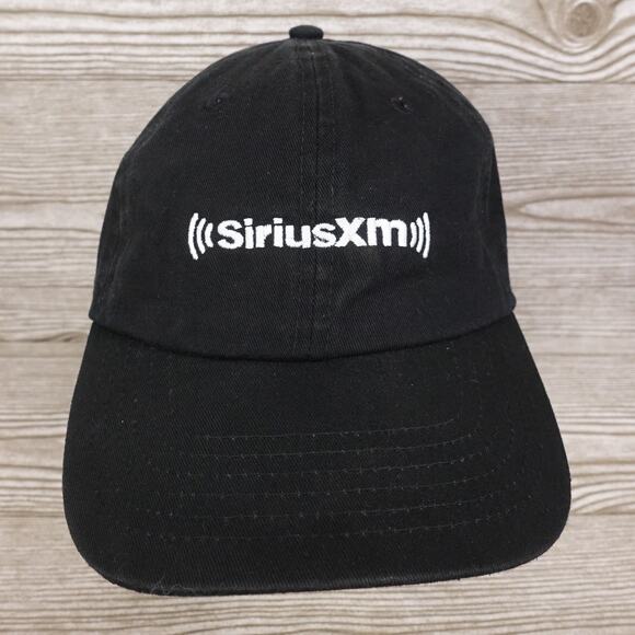SIRIUS XM SATTELITE RADIO BLACK STRAPBACK BASEBALL HAT CAP - Picture 1 of 8